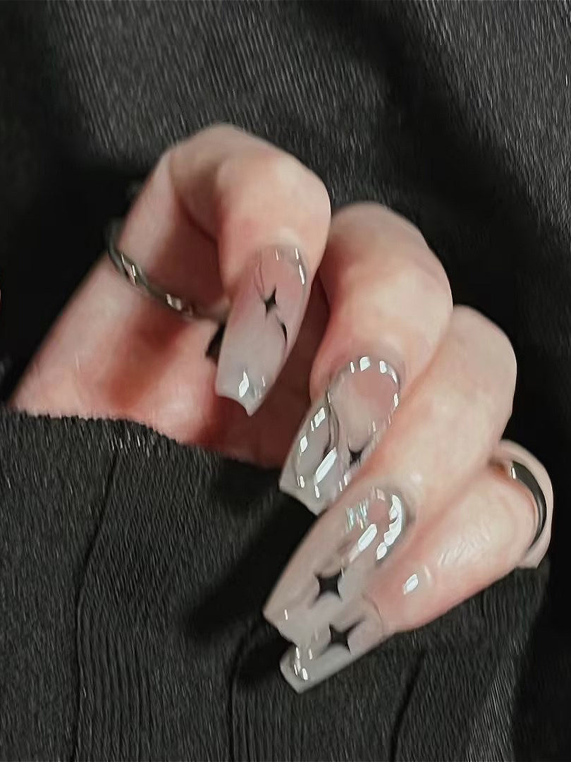 Y2K Pink Black Star Press On Nails