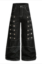 Studded Contrast-Stitch Flared Jeans