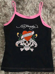 Vintage Skull Rose Print Cami