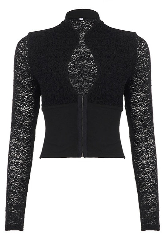 Lace Keyhole Cropped Front Cardigans