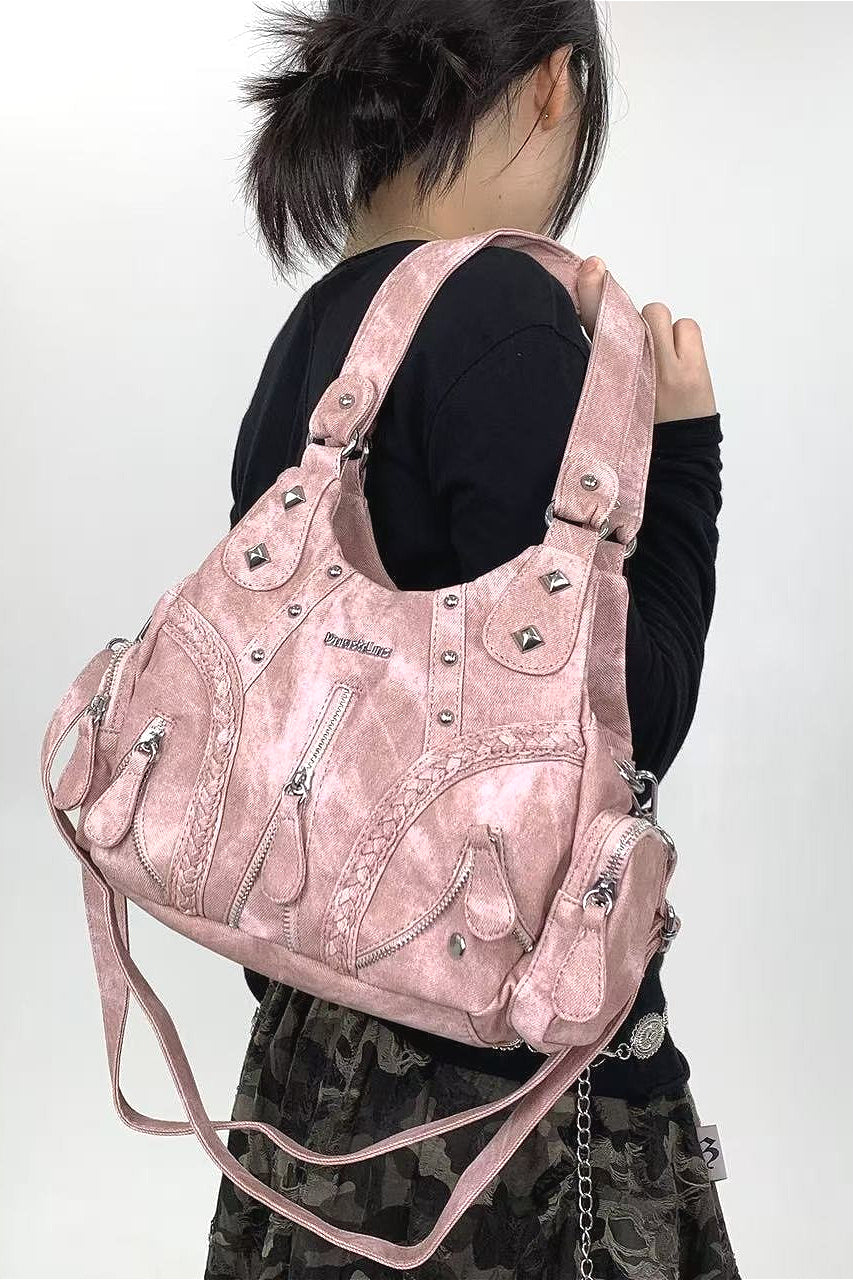 Washed Vintage Y2K Moto Tote Bag Secondary image