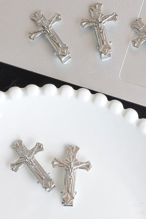 Punk Silver Vintage Cross Hair Accs