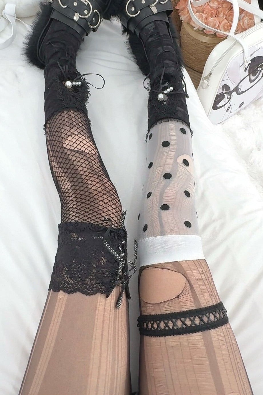 Y2K Lace Polka Dot Socks