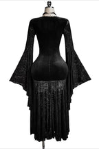 Lace Sleeve Velvet Effect Maxi Dress