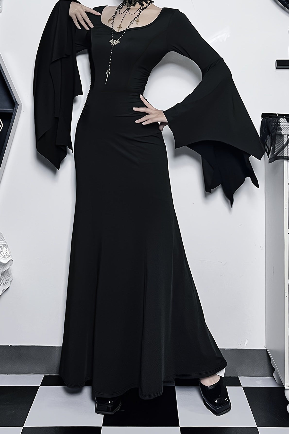 Halloween Gothic Punk Batwing Mermaid Dress Secondary image