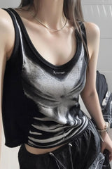 Shadow Body Print Slim Fit Crop Top