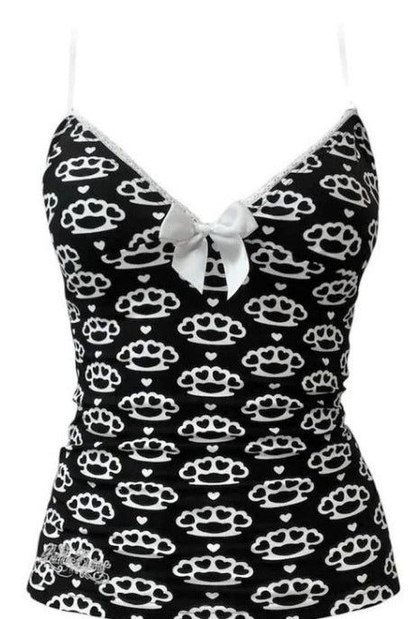 Skull Print Bow Detail Tank Top
