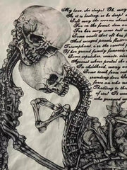 Retro Skull Print Y2K Lace-up Sheer T-shirt