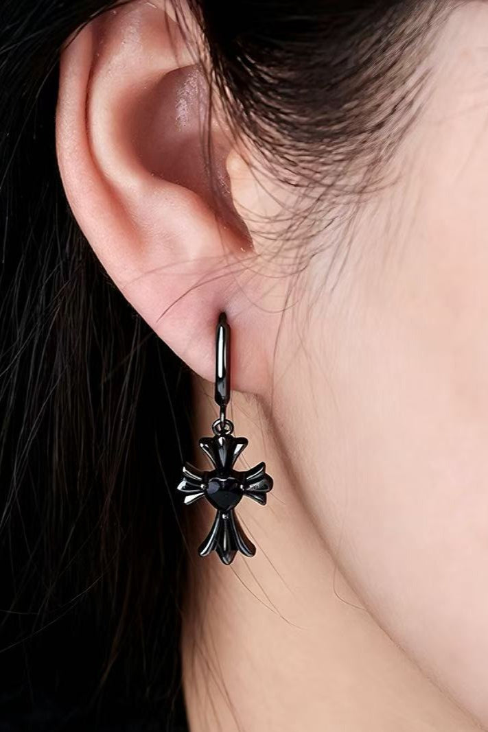 Cross Heart Mismatched Hoop Earrings