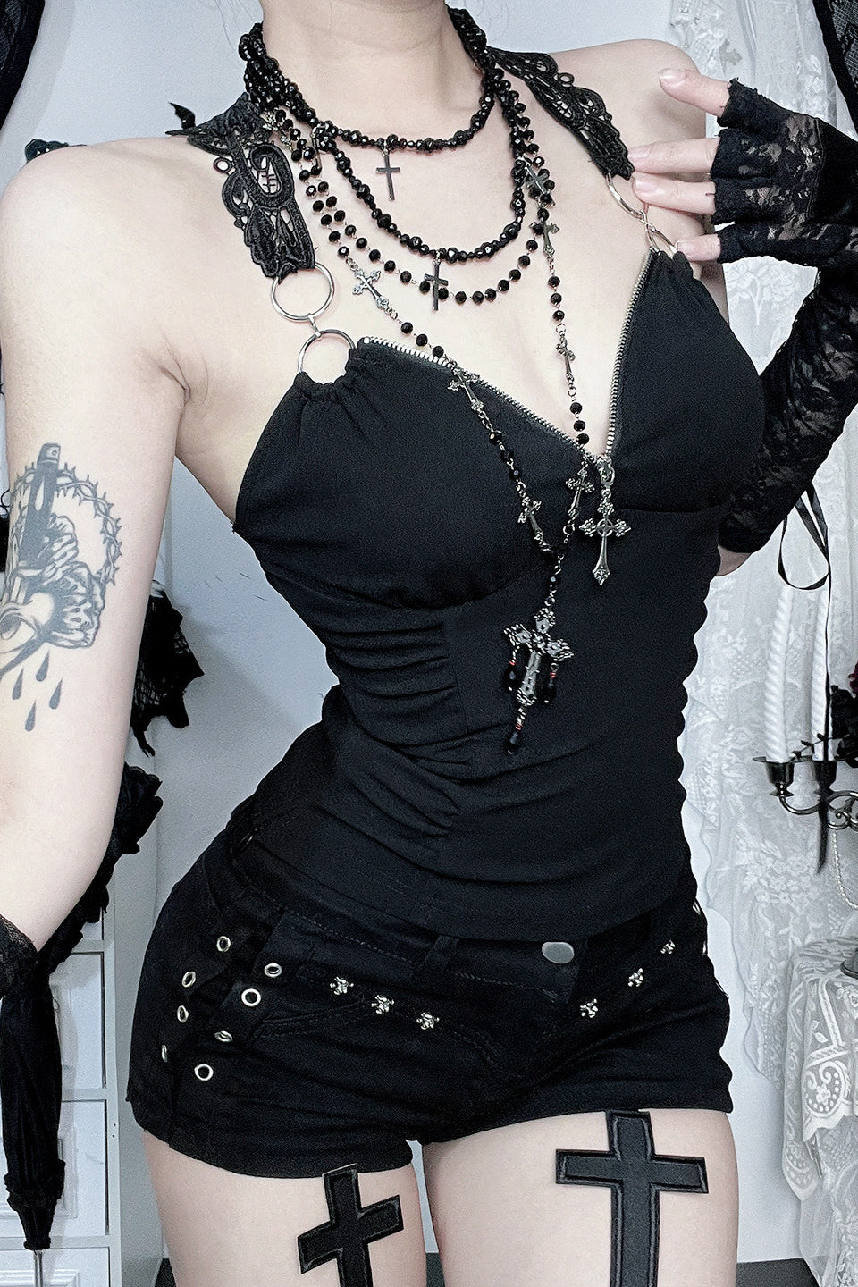 Lace Cross Halter Tank Top Main image