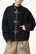 Metal Clasp Contrast Stitch Jackets