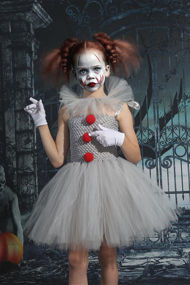 Scary Clown Tutu Dress Kid Halloween Costume Secondary image