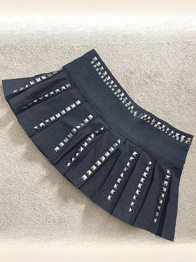 Gothic Rhinestone A-line Skirt