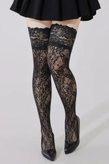Plus Size Lace Fishnet Stretch Hollow Out Knee Socks