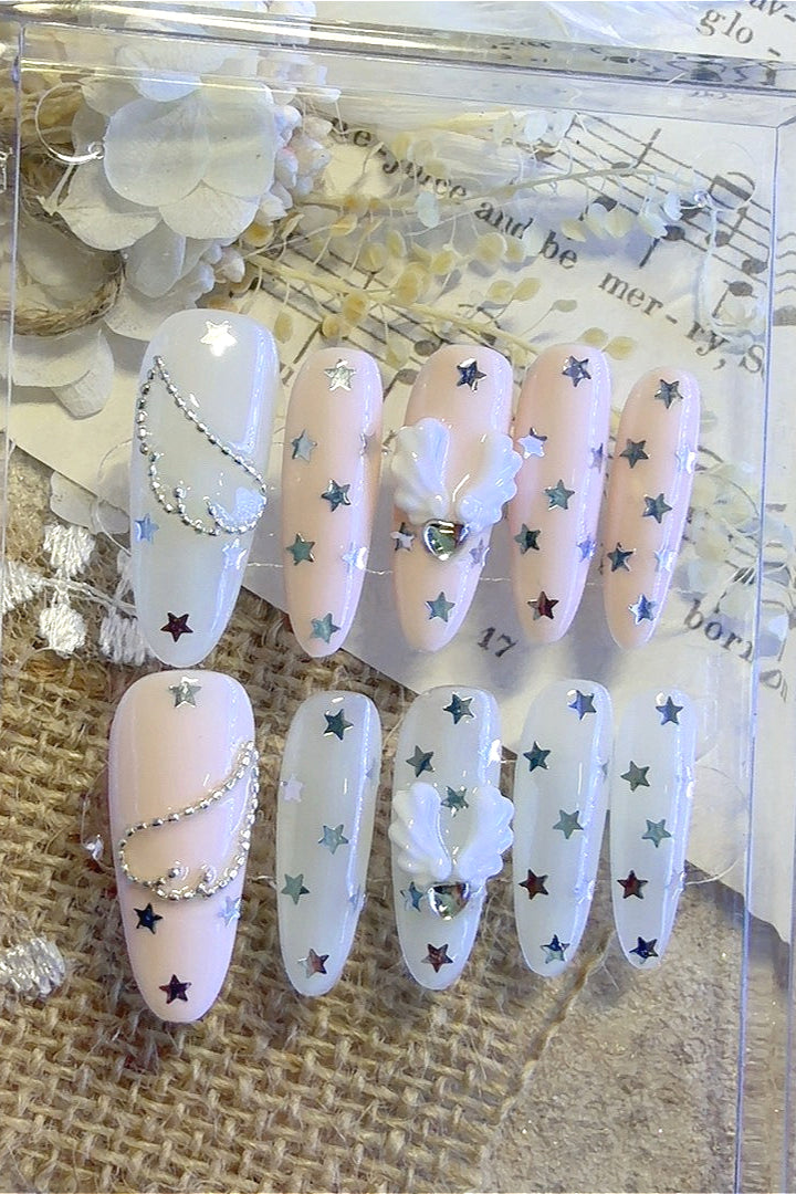 Retro Star Angel Note Press On Nails Secondary image