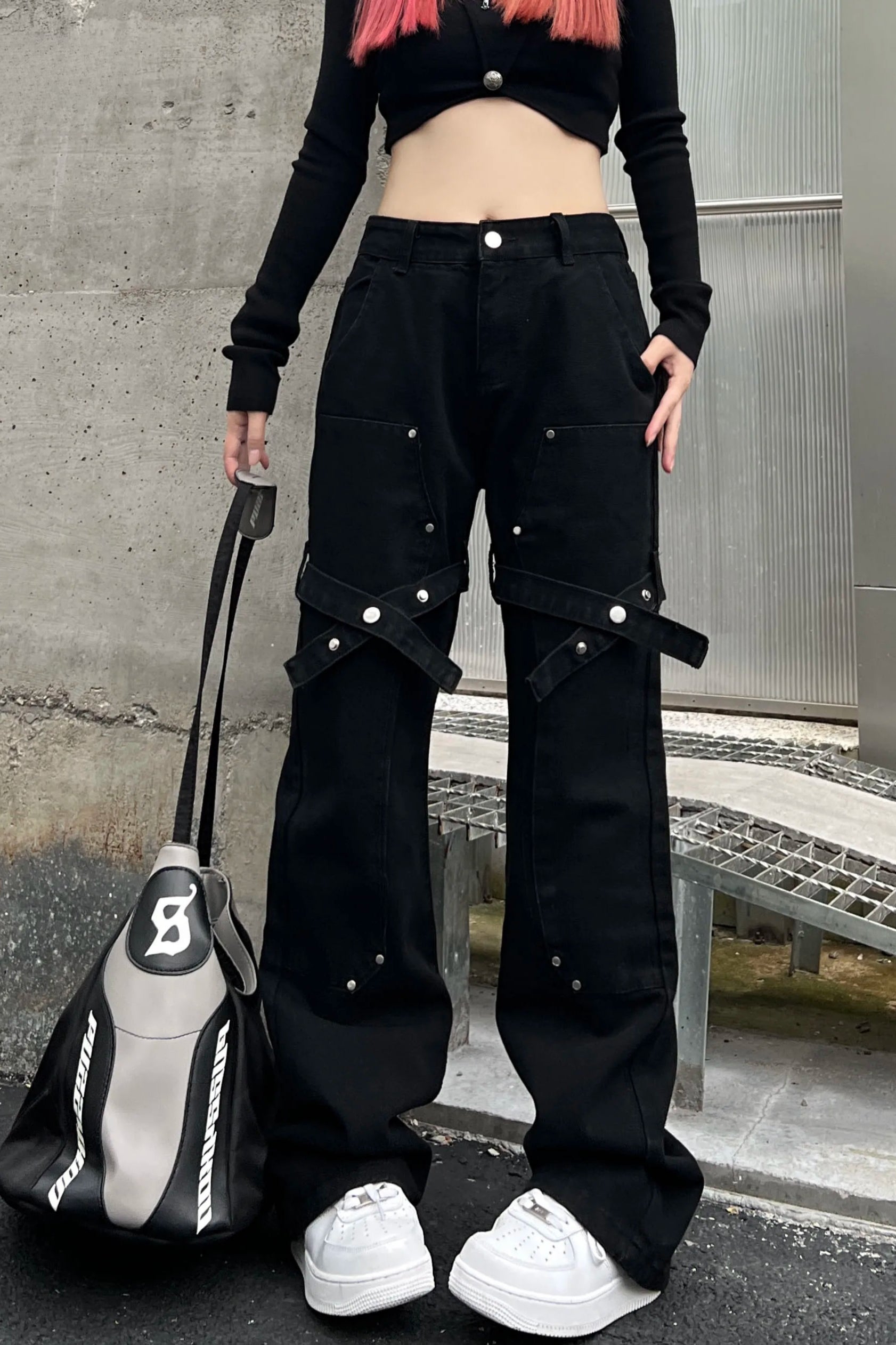 Black Utility Belt Cargo Pant