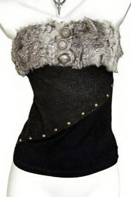 Fuzzy Button Backless Tube Top Secondary image