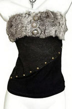 Fuzzy Button Backless Tube Top