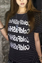 Striped Letter Print Crew Neck T-Shirt