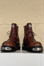 Washed Buckle Combat Boots
