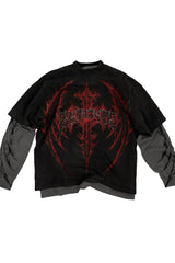 Gothic Scarlet Mystery Texture Layered T-shirt