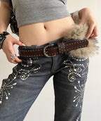 Y2K Gem Totem Print Denim Pants