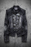 Military Stud Washed Fitted Denim Jacket