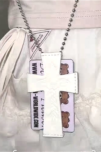 Y2K Rose Cross Card Holder Necklace Secondary image