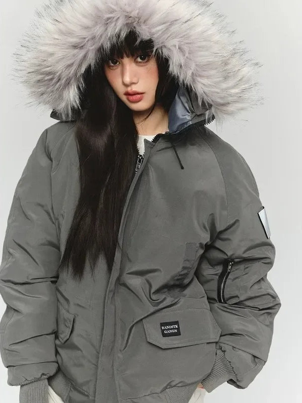 Single-Breasted Casual Hooded Parka Coat Secondary image
