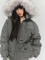 Single-Breasted Casual Hooded Parka Coat