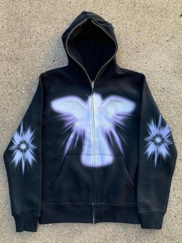 Angel 3D Print Zip-up Long Sleeve Hoodie Main image