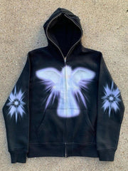 Angel 3D Print Zip-up Long Sleeve Hoodie