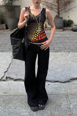 Y2K Sheer Polka Dot Mesh Top