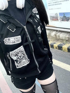 Vintage Hooded Zip Front Jacket