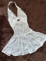 Sheer Lace Halter Slim Layering Mini Dress