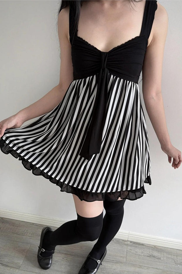 Bow Stripe Sailor Style Mini Dress