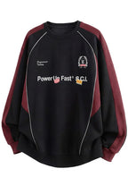 Contrast Raglan Racing Graphic Sweatshirt