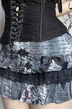 Halloween Gothic Lace Trim Low Waist Ruffled Mini Skirt