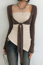 Asymmetric Tube Top Layered Cardigans