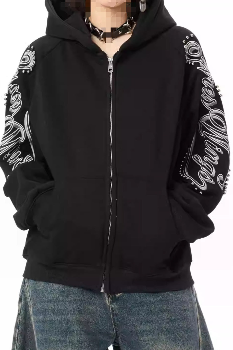 Scroll Sleeve Zip Up Hoodies