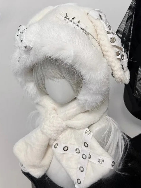 Gothic Lolita Bunny Ear Steampunk Furry Bone Winter Warm Hat Main image