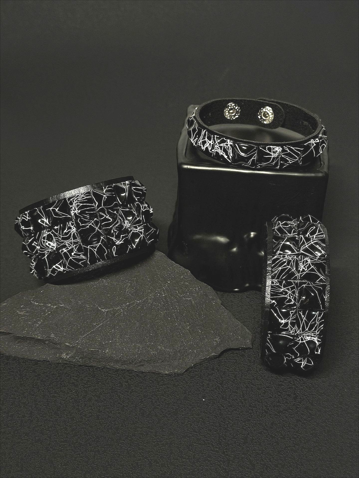 Punk Black & White Square Stud Bracelet