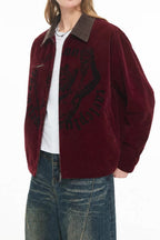 Printed Suede-Look Panel Jacket