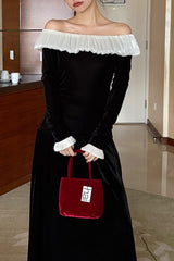 Elegant Ruffle Velvet Blouse