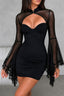 Cutout Neck Bell Sleeve Mini Dress