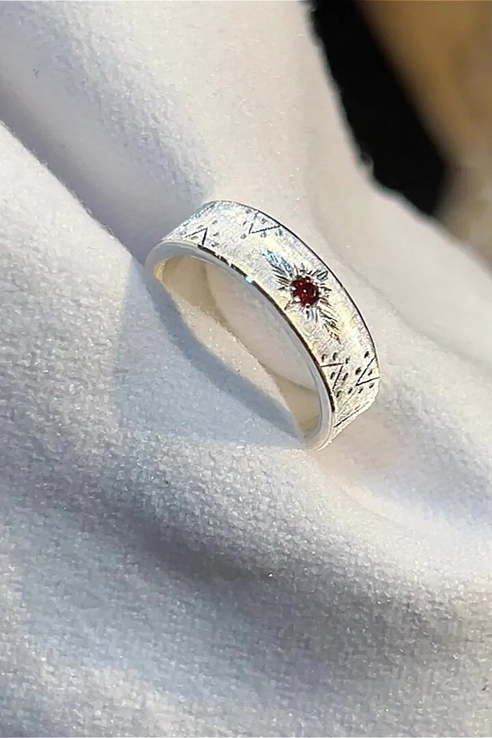 Brushed Cross White Zircon Gothic Open Ring Secondary image