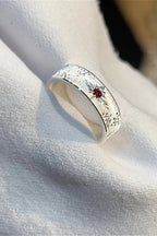 Brushed Cross White Zircon Gothic Open Ring
