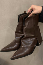 Pointed Toe Folded Shaft Boots