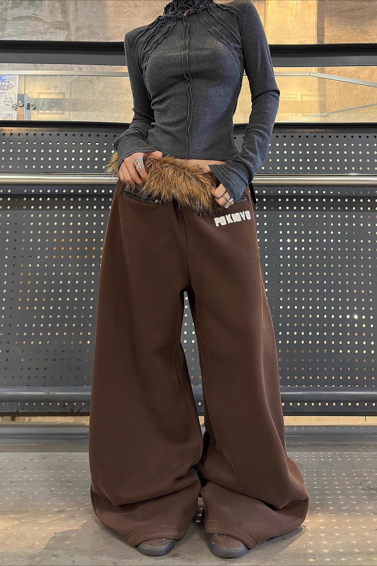 Y2K Elastic Double Waist Printed Casual Pants Secondary image