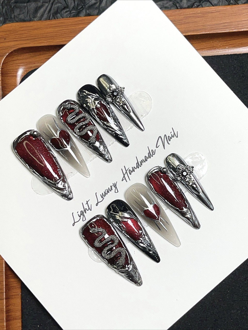 Dark Snake Pattern Gothic Press On Nails